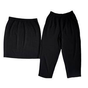 St John Basics Black Santana Knit 2Pc Set Womens Pant & Skirt Sz 12 Bundle Work